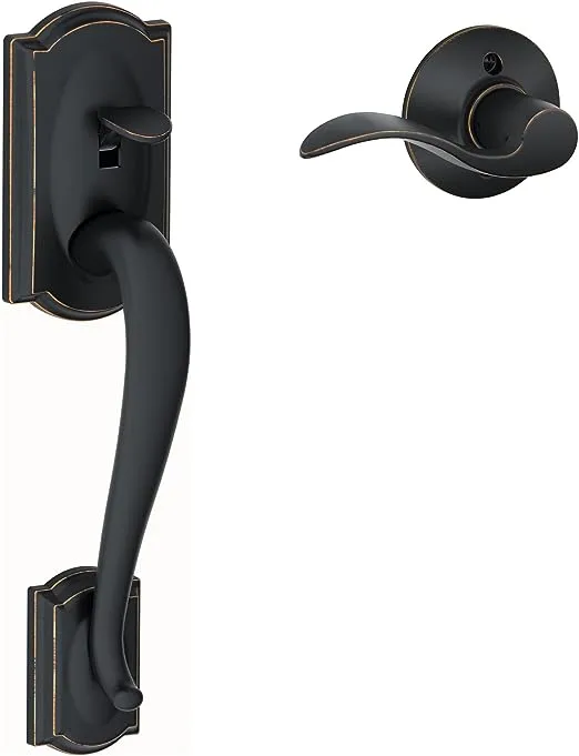 Schlage FE285 Cam ACC RH 716 Camelot Front Entry Handle with Accent Right-Handed Interior Flair, Aged Bronze