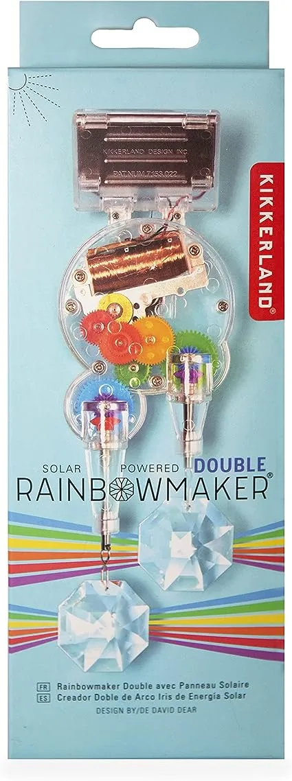 Kikkerland Solar Powered Double Rainbow Maker, Solar-Powered Toy, Rainbow Prisms, Fun Educational Science, Home Decor Decoration, Gift for Family