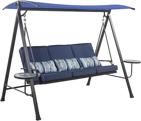 Garden Winds Replacement Canopy Top Cover Compatible with The Living Accents 20S6026B Swing - True Navy - Riplock 350