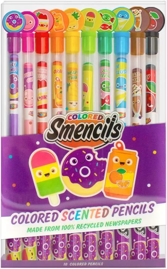 Smencils - Scented Graphite HB #2 Pencils made from Recycled Newspapers, 10 Count, Gifts for Kids, School Supplies