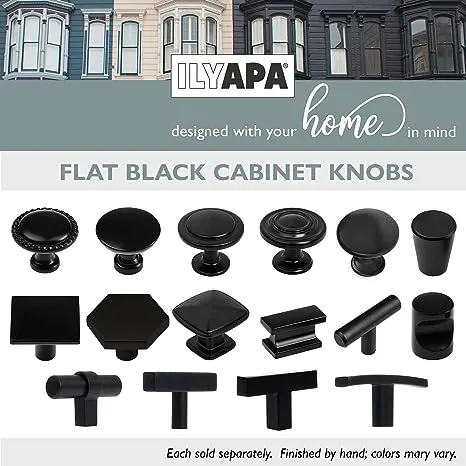 Ilyapa Black Kitchen Cabinet Knobs, 25 Pack - T-Knob Drawer Pull Handle Hardware