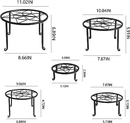 5 Pack Metal Plant Stands,Heavy Duty Potted Holder for Flower Pot,Indoor Outdoor Metal Rustproof Iron Garden Container Round Supports Rack for Planter…5 Pack Metal Plant Stands,Heavy Duty Potted Holder for Flower Pot,Indoor Outdoor Metal Rustproof Iron G