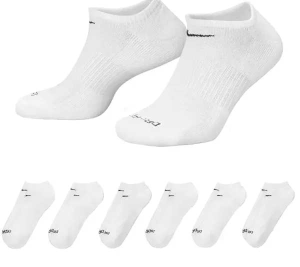 Nike Everyday Plus Training Cushion No-Show Socks (6 Pairs) Size L (Black)