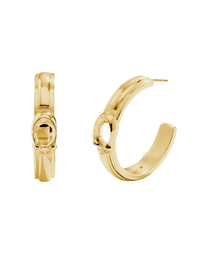 Coach Signature C Tabby Hoop Earrings - Red/Gold