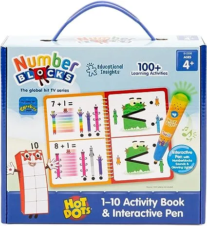 Educational Insights Hot Dots Numberblocks Workbook Numbers 1-10 with Interactive Pen, 75+ Activities, Gift for Kids Ages 4+