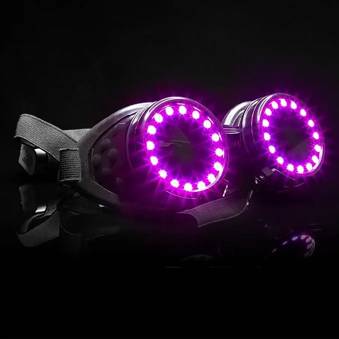 GloFX Full Color Programmable LED Goggles | 350 Modes | USB Rechargeable LED Light Up Rave Goggles | Perfect For EDM Music Festivals