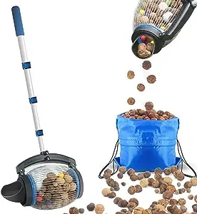 Zozen Nut Gatherer, Walnut Picker Upper Roller, Pecan Picker Upper - Side Opening Dump | Apply to Walnut, Pecan, Hickory, Chestnuts, Buckeyes, Nerf Balls, Golf, Objects Size 3/4'' to 1.5''; 1 Gallon