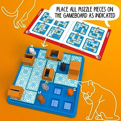 SmartGames Cats & Boxes Travel Game with 60 Challenges for Ages 7-Adult