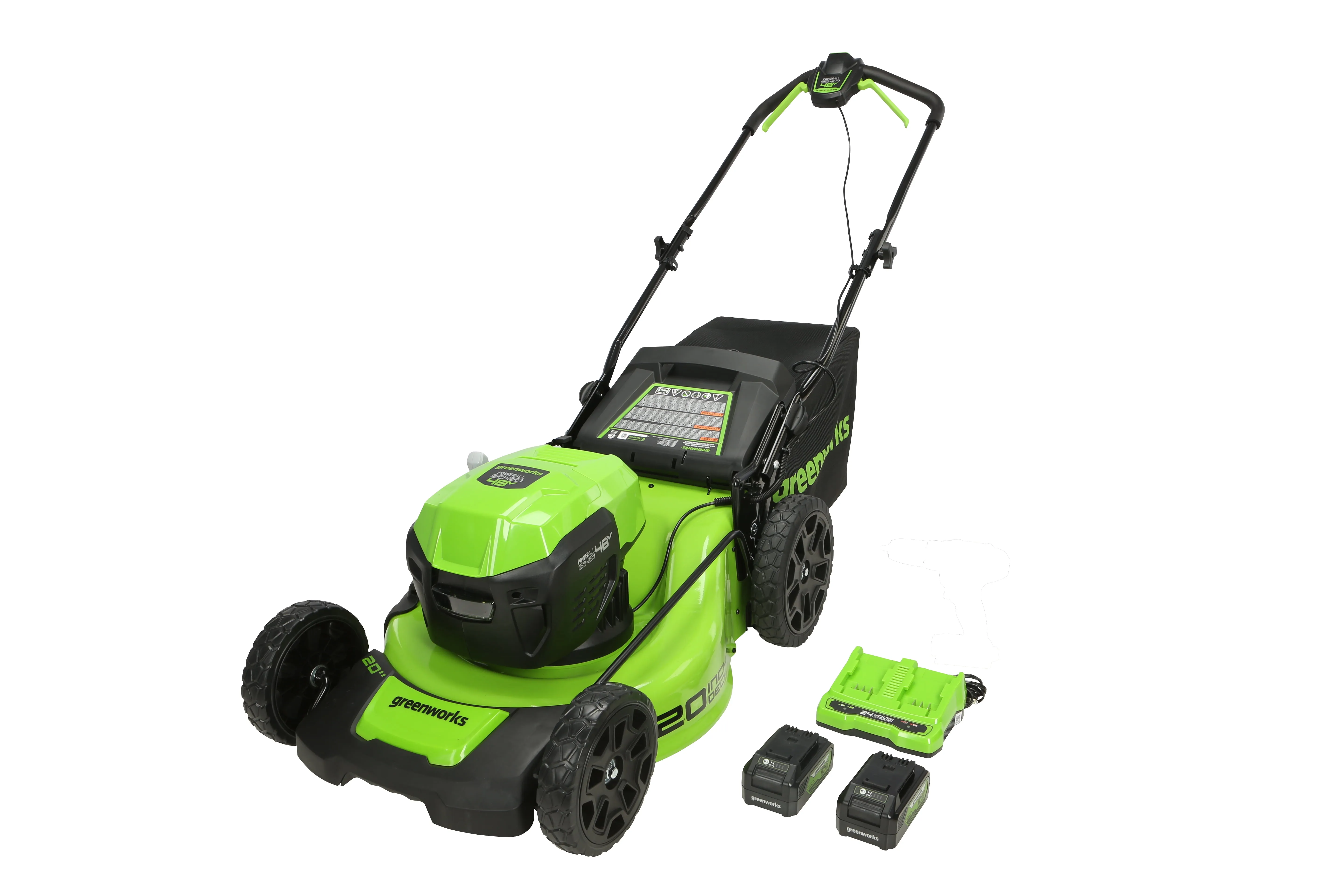 Greenworks 48V (2x24V) 20 in. Brushless Push Lawn Mower with (2) 4.0 Ah Batteries & Charger