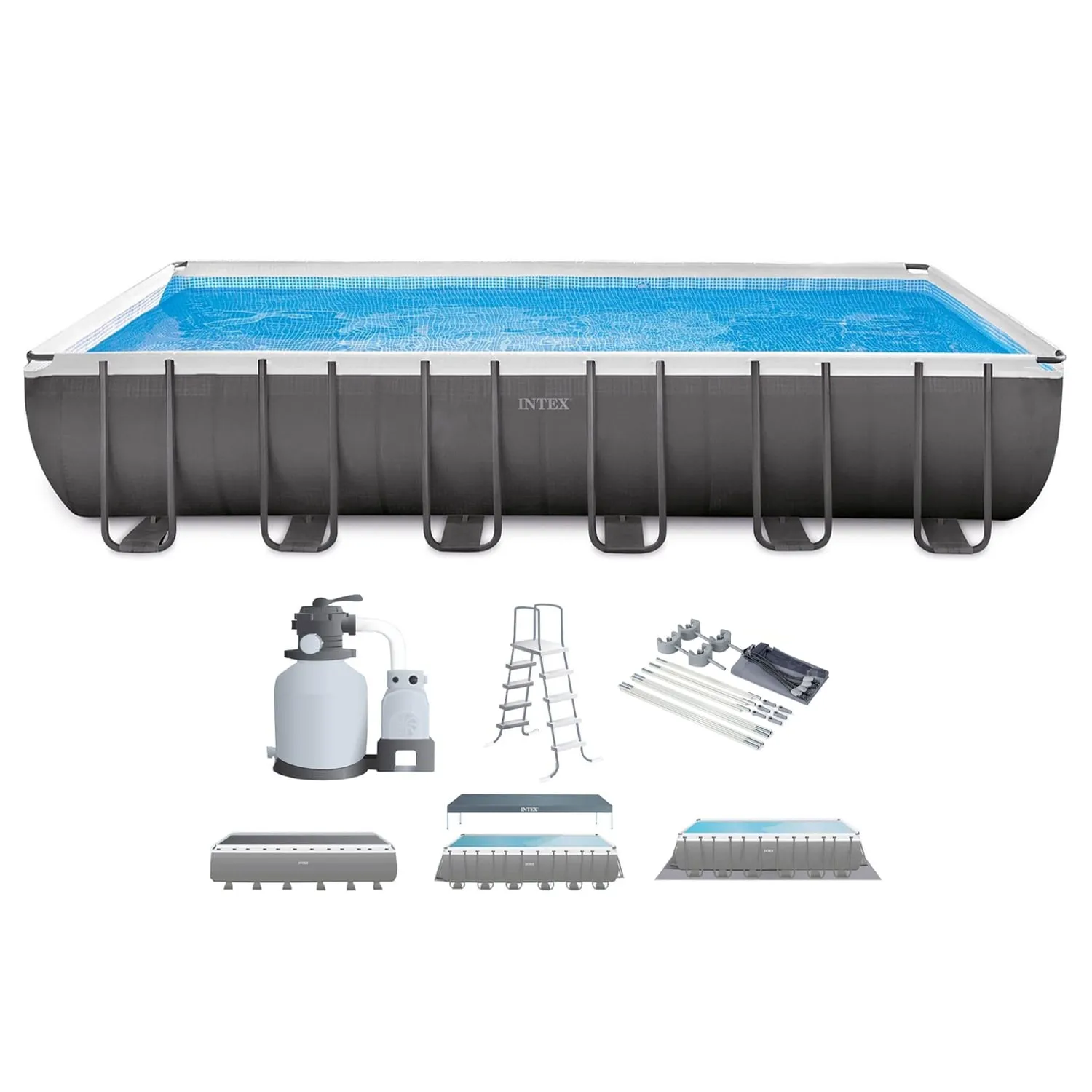 Intex - 24 x 12' x 52" Rectangular Ultra XTR Frame Swimming Pool w/ Canopy