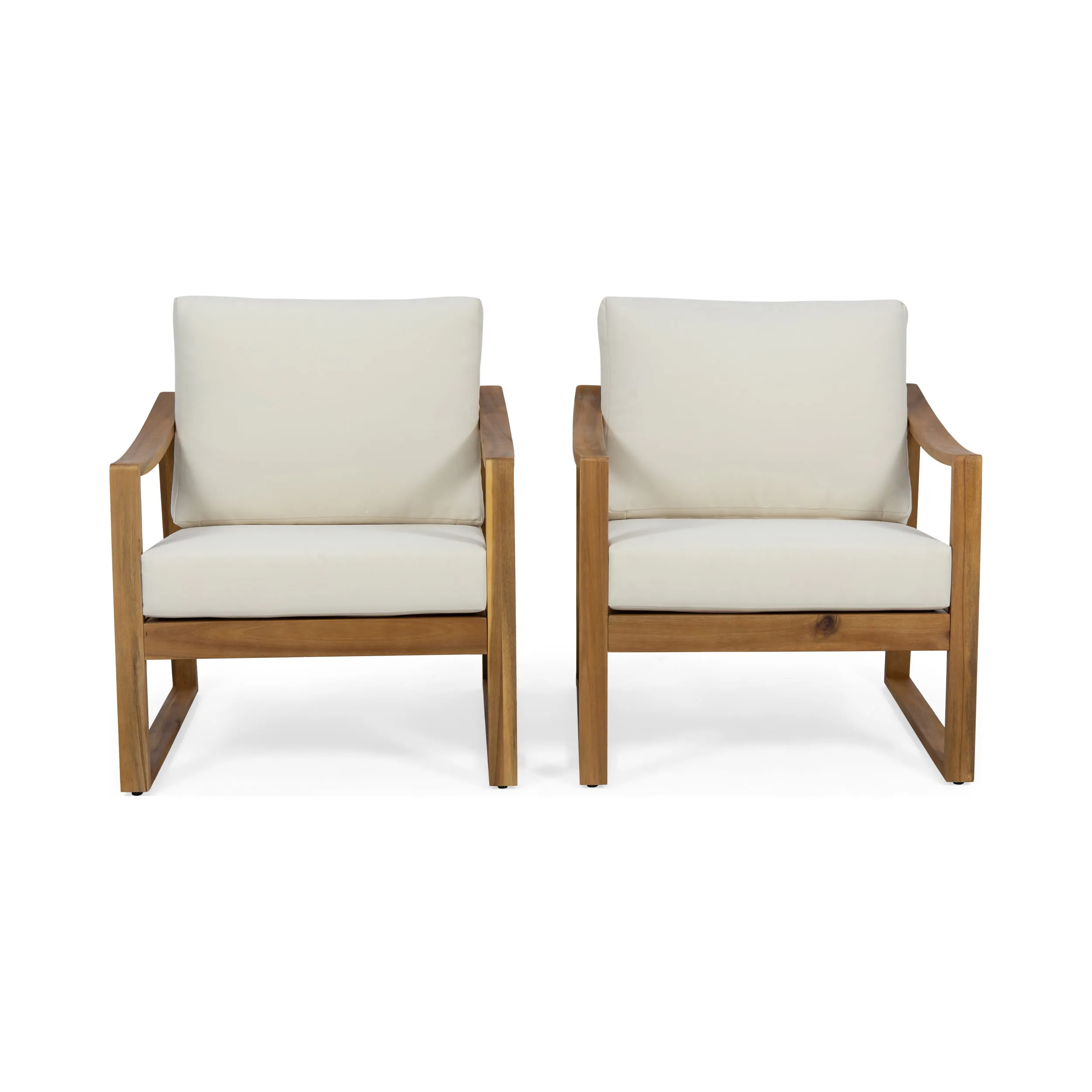 Brooklyn Outdoor Acacia Wood Club Chair with Cushions (Set of 2) by Christopher Knight Home - Bed Bath & Beyond - 30958600