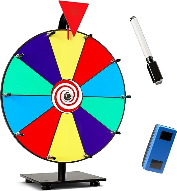 12 Inch Heavy Duty Spinning Prize Wheel - 10 Slots Color Tabletop Roulette Spinner of Fortune Spin The with Dry Erase Marker and Eraser Win Game for Trade Show, Carnival