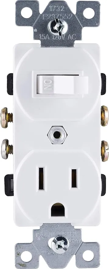 GE Wall Switch & Outlet Combo Single Pole, White. 59797