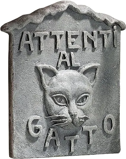 Design Toscano NG31604 Beware of Cat Italian "Attenti al Gatto" Garden Sign,greystone