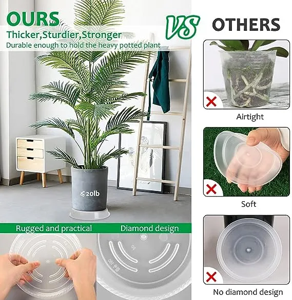 9 Pack of 5''& 7''& 9'' Clear Plant Saucer Drip Trays, Plant Tray for Pots & Plastic Plant Saucer,Made of Thicker & Stronger Plastic with Large Capacity Design （5 Inch x3+7 Inch x 3+9 Inch x 3）