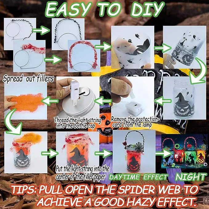 4 Pack Halloween DIY Lantern Jar Craft Kit