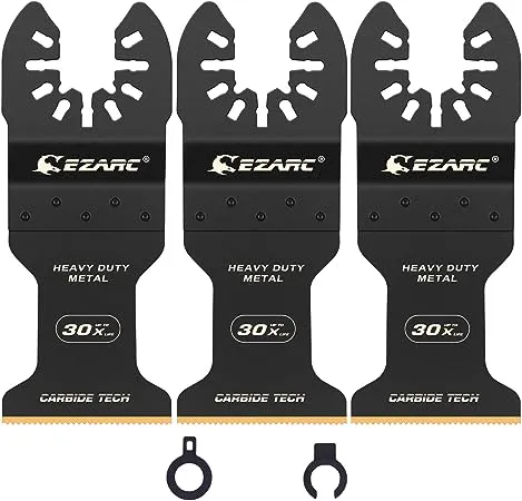 EZARC Oscillating Tool Blades Carbide Multitool Saw Blades for Hard Material, Hardened Metal, Nails, Bolts and Screws, 3PK