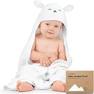 KeaBabies Hooded Baby Towels for Baby Girls, Boys, Newborn - Organic Large Baby Bath Towels, Rayon from Bamboo Baby Hooded Towel, Toddler Bath Towel, Hooded Bath Towels for Babies, Infant (Lamb)