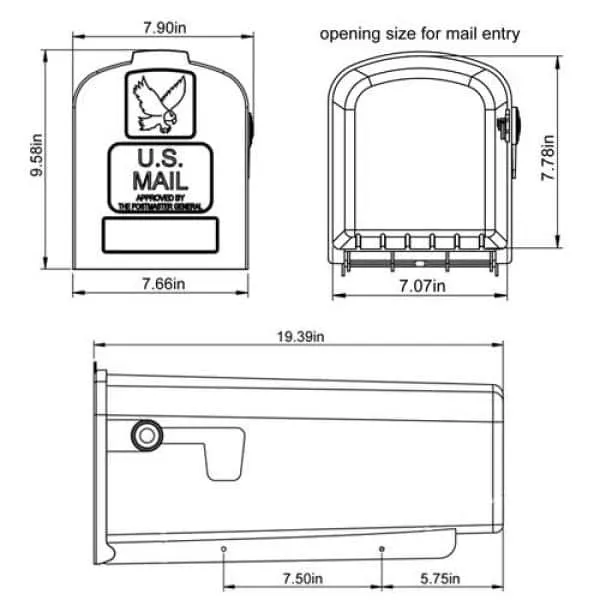 Gibraltar Parsons Black Post Mount Mailbox