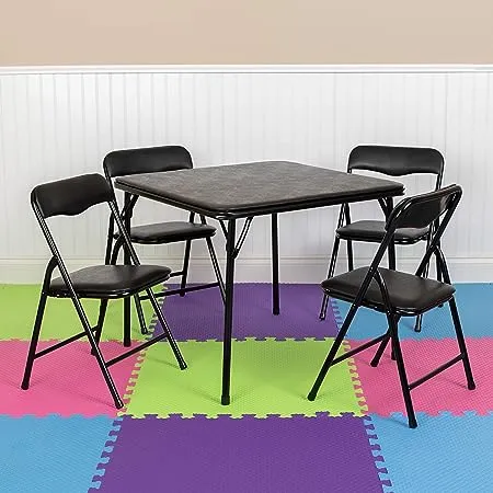 Flash Furniture Kids Navy 5 Piece Folding Table and Chair Set