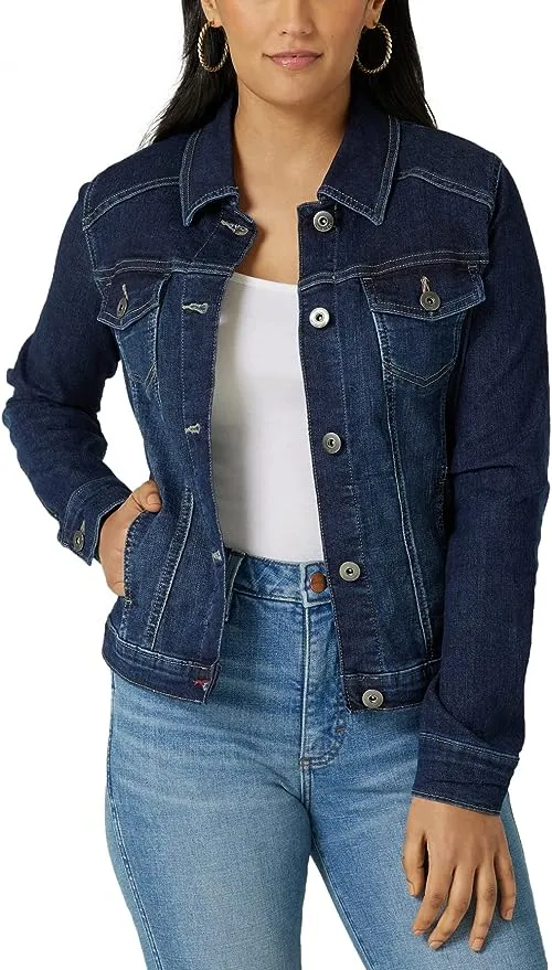 Wrangler Authentics Women's Stretch Denim Jacket, Drenched, X-Large