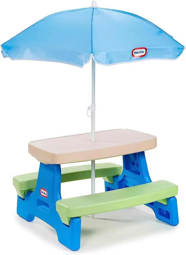 Little Tikes Easy Store Kids Picnic Table with Umbrella