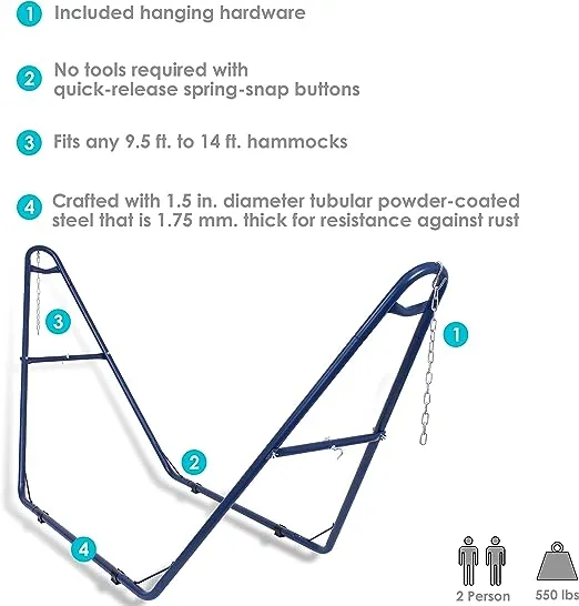 Sunnydaze Universal Multi-Use Heavy-Duty Steel Hammock Stand - Blue