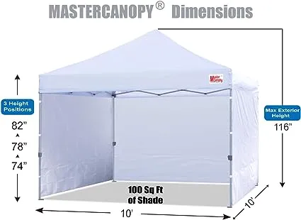  Heavy Duty Pop-up Canopy Tent with Sidewalls (,) 10x10 White