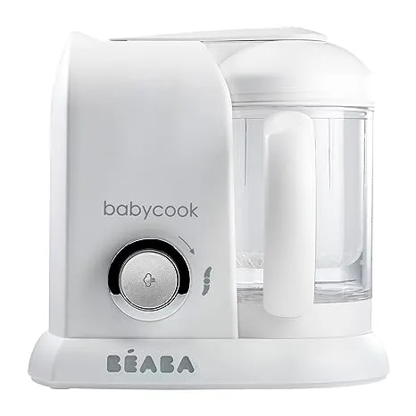 BEABA Babycook Solo 4 in 1 Baby Food Maker, Baby Food Processor, Steam Cook and Blender, Large Capacity 4.5 Cups, Cook Healthy Baby Food at Home, Dishwasher Safe, White