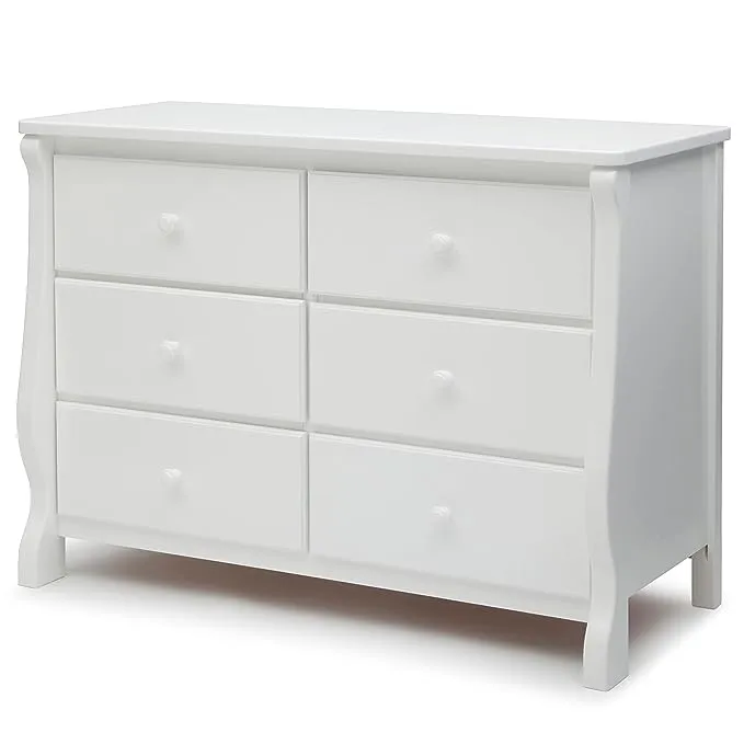 Delta Children Universal 6 Drawer Dresser with Interlocking Drawers - Greenguard Gold Certified, White