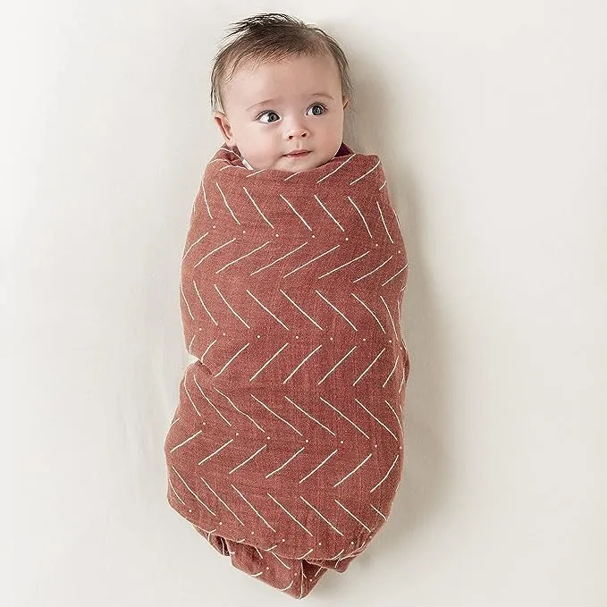 Itzy Ritzy Breastfeeding Boss - a Multitasking Must-Have for Nursing, Swaddling & More in Rust Mudcloth