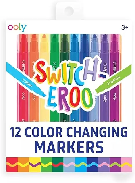 Ooly 12 Pack Switch-eroo Double Sided Color Changing Markers in Vibrant Colors, Color Changeable Markers are Cool Back to School Supplies for Art Projects, Colored Markers for Kids [12 Pack]