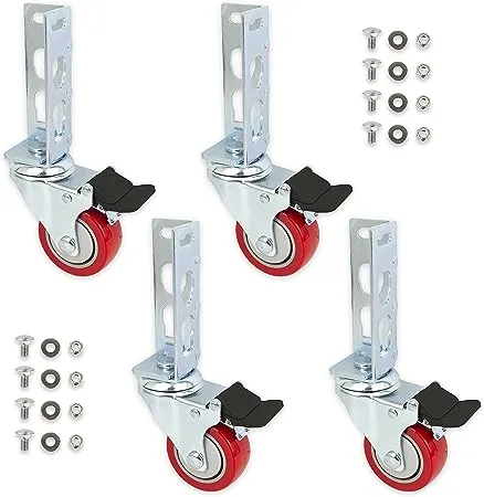 4pc Storage Rack Caster Wheels (Adapts to Boltless Self Locking Shelving Racks)