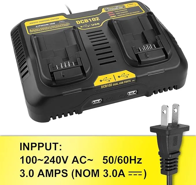 Powilling DCB102BP Replacement Charger for DeWalt DCB102BP 20-Volt Max Jobsite Charging Station