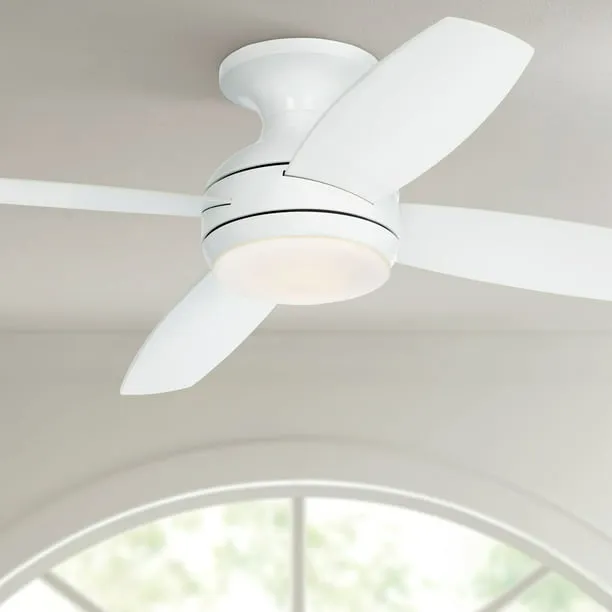 Casa Vieja 52" Elite Modern Industrial Hugger Low Profile Indoor Ceiling Fan with LED Light Dimmable Remote Control White Matte Opal Glass for House Living Room Kitchen Bedroom Family