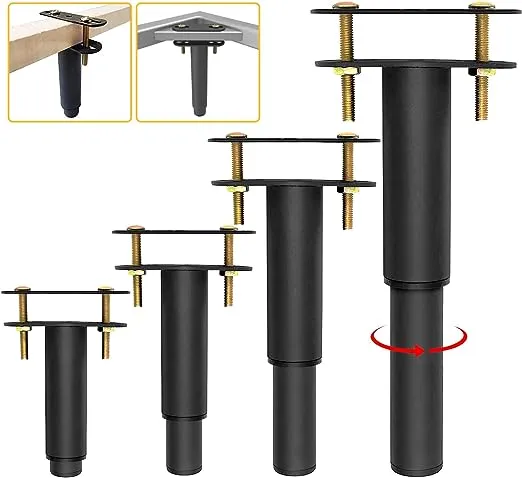 4pcs Metal Adjustable Height Center Support Leg For Bed Frame Bed And Sofa Furni