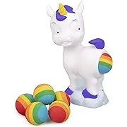 Hog Wild Pooping Unicorn Ball Popper Toy - Includes 4 Soft Foam Balls - Squeeze to Pop Air Powered Balls Up to 20 Feet - Safe for Indoor/Outdoor Play