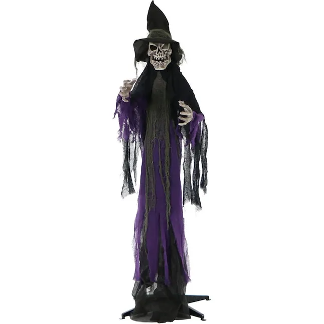 Haunted Hill Farm 6-ft Freestanding Lighted Witch Porch Decoration Lowes.com