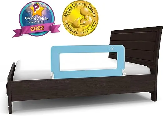 ComfyBumpy Toddler Bed Rail Guard for Kids Twin, Double, Full Size Queen & King Mattress - Bedrail for Toddlers - Fit for Slats & Boxspring, Blue