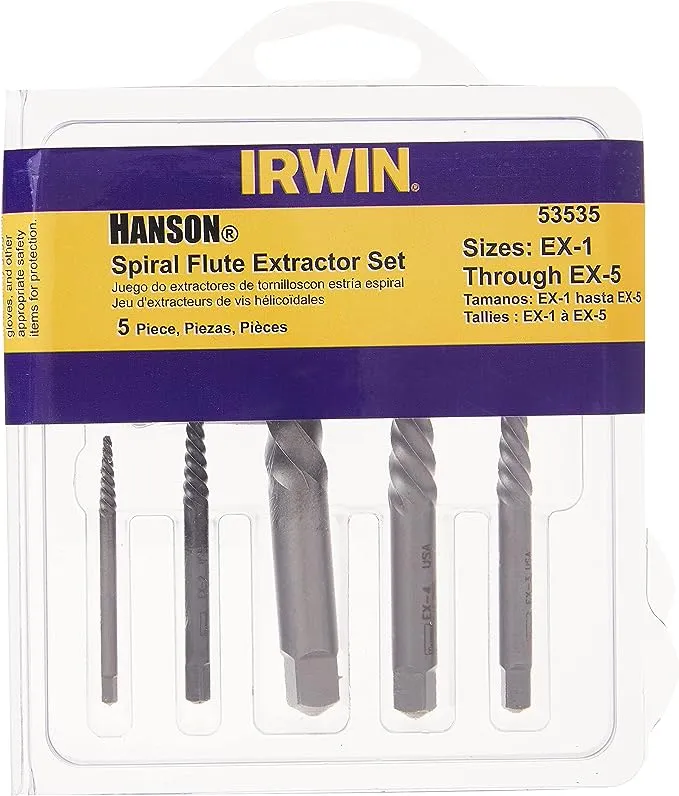 Irwin 5 Piece Spiral Flute Screw Extractor Set 53535