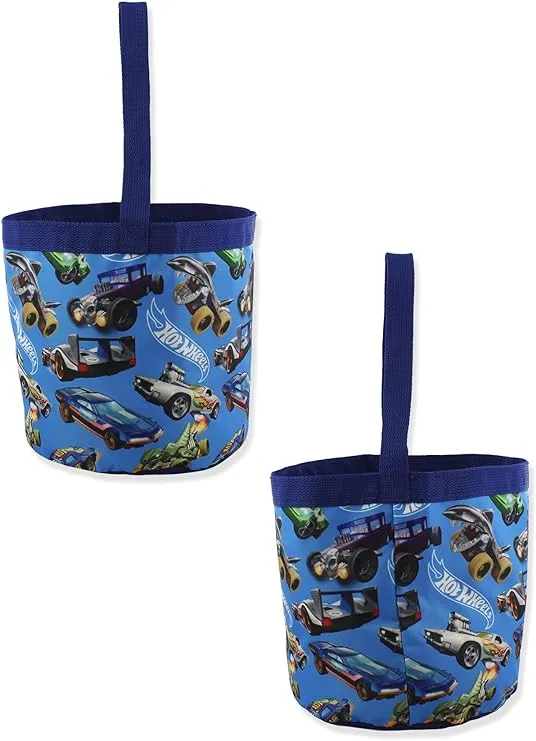 Hot Wheels Collapsible Nylon Basket Bucket Toy Storage Tote Bag