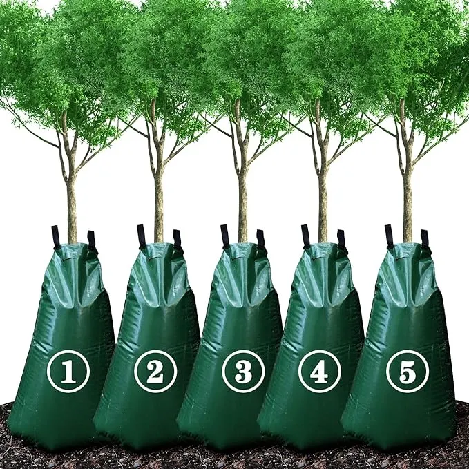 20 Gallon Tree Watering Bags, Reusable, Heavy Duty, Slow Release Water Bags for Trees, Premium PVC Tree Drip Irrigation Bags 5 Pack