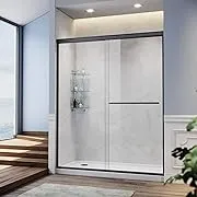 SUNNY Shower 72" Double Sliding Shower Doors Black Finish / Brushed Nickel Finish / Chrome Finish