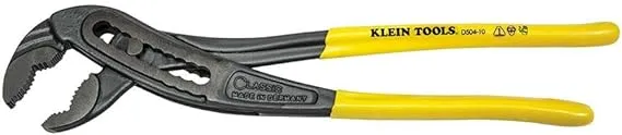 Klein Tools D504-10 Pump Pliers, Unique Curved Jaw, Maximum Torque, Hardened Teeth, Adjustable Wide Jaw, Ideal for Plumbing, Nail Holding