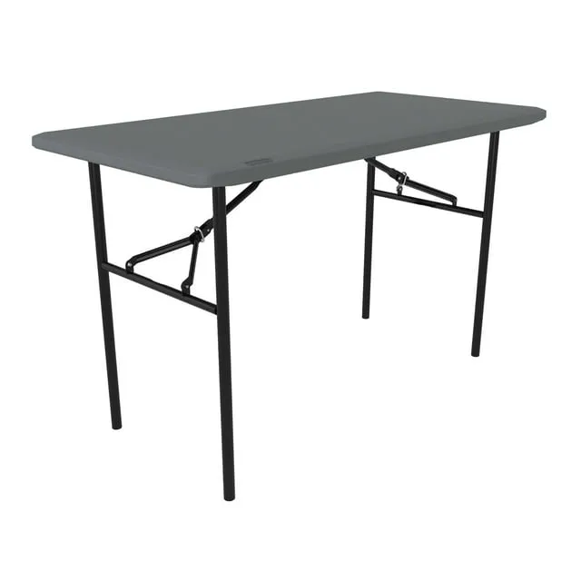 4 Foot Folding Table Portable Camping Picnic Plastic Indoor Outdoor Gray