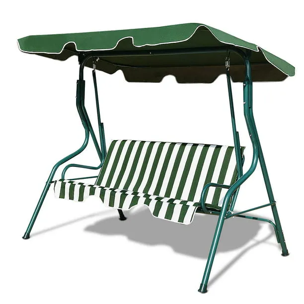 Tangkula 3 Person Porch Swing, Patio Swing with Removable Cushion & Powder-Coated Steel Frame, Outdoor Swing with Canopy for Porch, Backyard, Garden, Balcony (Green)Tangkula 3 Person Porch Swing, Patio Swing with Rem…