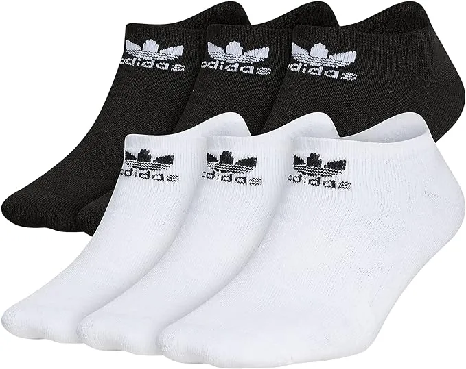 adidas Originals Kids-Boy's/Girl's Trefoil Cushioned No Show Socks (6-Pair), Heather Grey/Black/White, Largeadidas Originals Kids-Boy's/Girl's Trefoil Cushione…