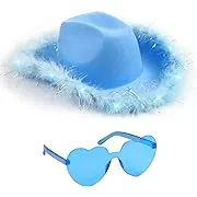 Funcredible Light Up Cowboy Hat for Women | Blue Holographic Space Cowgirl Hat with Glasses (Plain)Funcredible Light Up Cowboy Hat for Women | Blue Holographic Space Cowgirl Hat with Glasses (Plain)