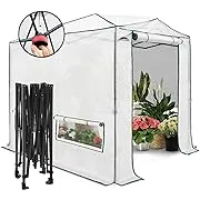 EAGLE PEAK 8x6 Portable, Heavy-Duty, Walk-in Pop-up Greenhouse, Indoor Outdoor Gardening Green House, Heavy-Duty Translucent Woven PE Canopy, Roll-Up Zipper Doors and Side Windows, WhiteEAGLE PEAK 8x6 Portable, Heavy-Duty, Walk-in Pop-up Greenhouse, Indo