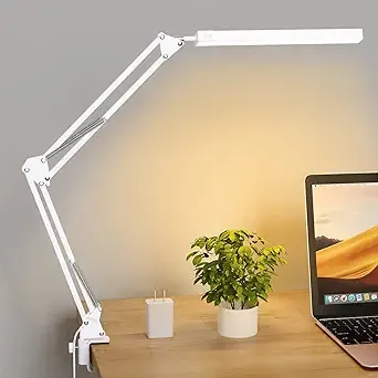 LED Desk Lamp, Swing Arm Desk Light with Clamp, 3 Lighting 10 Brightness Eye 